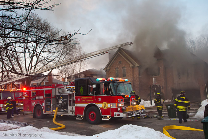 Lincolnwood Fire Department 2-11 alarm house fire 6531 St Louis 2-14-11